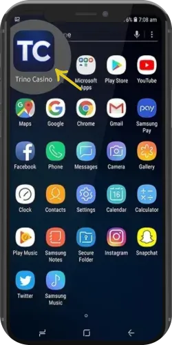 Android home screen with Trino Casino shortcut added